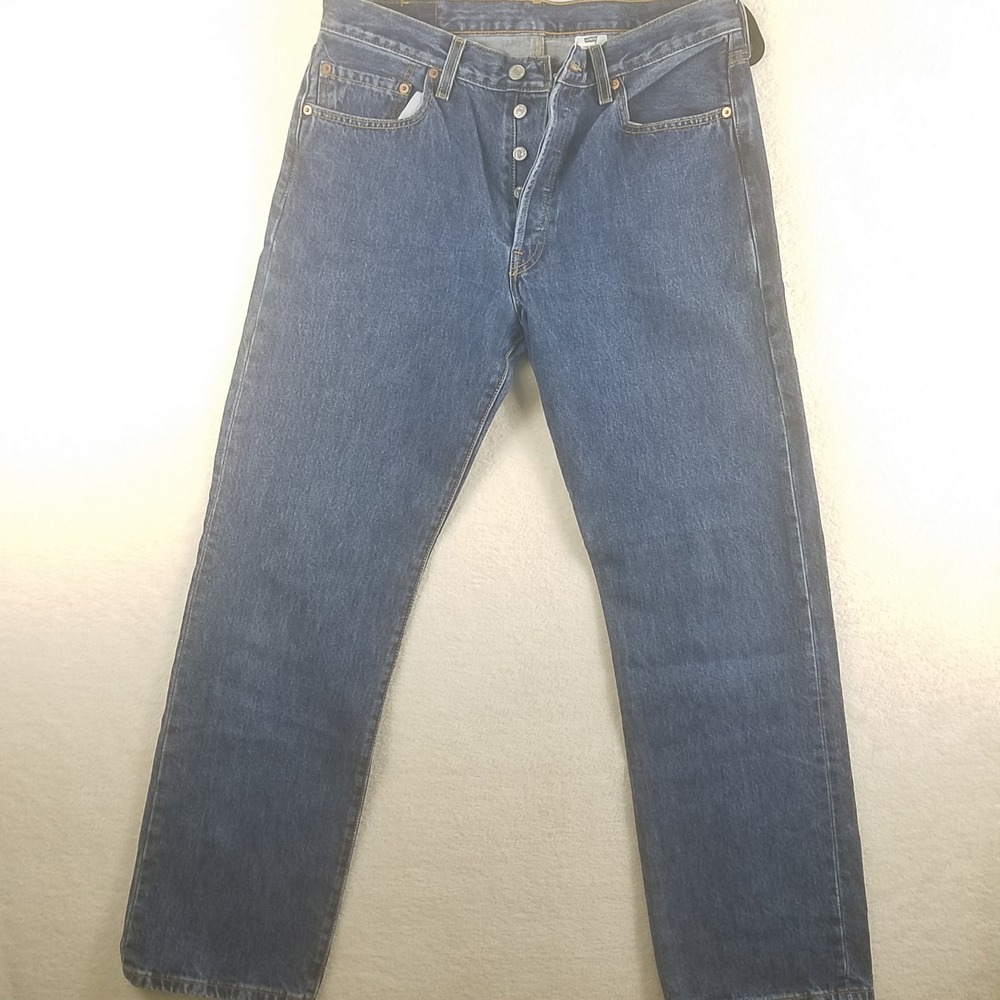 Levis 501 Original Fit Jeans 34x32 Medium Wash Blue Straight Leg Button Fly NWOT